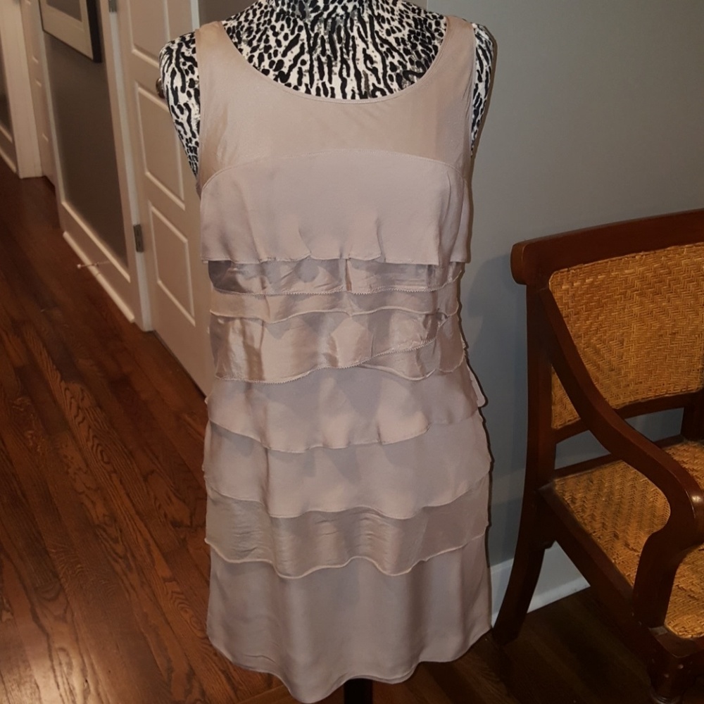 Tan - Silk - Layered Dress - Size 10